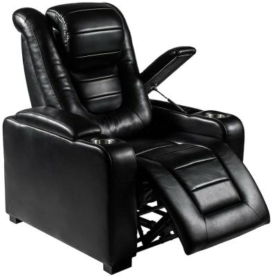 China JKY Modern Black Leather Home Theater (Height) Adjustable Furniture Seating With USB Cupholder Armrest Storage For Living Room for sale