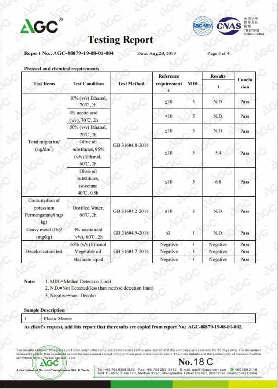 The Physical and Chemical test report - Sichuan Ever-King Packaging Alliance Co., Ltd.