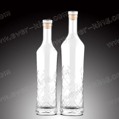 China De ronde gaf 750 ml Wit Flint Glass Liquor Bottles gestalte Te koop