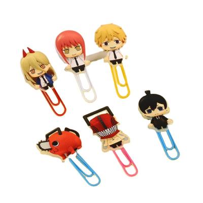 China Anime Chainsaw Man Metal Paperclip Clips Paperclip Clips Kids Stationery Decoration/Gift Gift Toy 6 pcs Set Anime Chainsaw Man Denji Makima Aki Hayakawa Power Pochita for sale