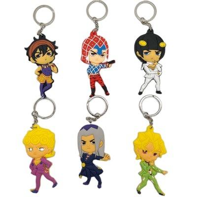 China Decoration Gift Toy 6 Styles Soft Plastic Key Chain Eren Keyring Key Holder Chain Ring Anime Jewelry from JoJo JoJo's Bizarre Adventure for sale