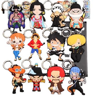 China One Piece Car Decoration Gift One Piece Key Chain Ring Double Sided Silica Gel Anime Accessories Cartoon Toy 13 Styles Key Chain Pendant Keyring for sale