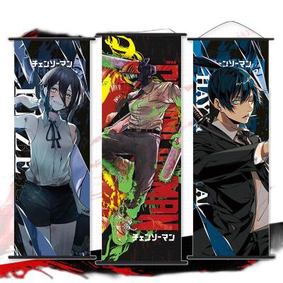 China Hotel and Resort 25*70CM Chainsaw Man Pochita Power Anime Cloth Wall Roll 9 Styles Custom Design Wallscroll for sale