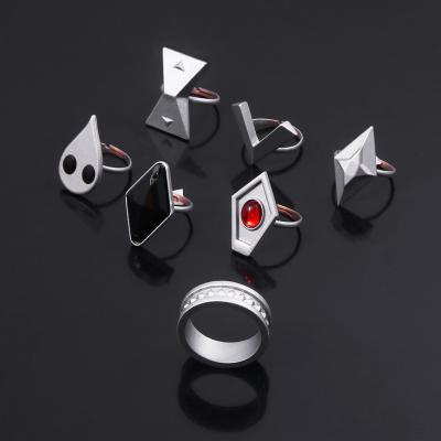 China Graceful Ring Game Jewelry Anime Genshin Impact HUTAO A Set of 7 Cosplay Rings for sale