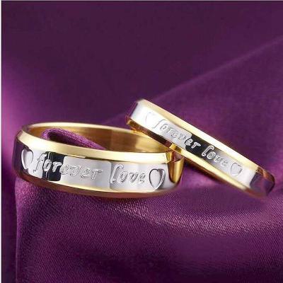 China Wholesale Graceful Valentine's Day Steel Ring Forever LOVE Titanium Hot Couples Gold Ring for sale