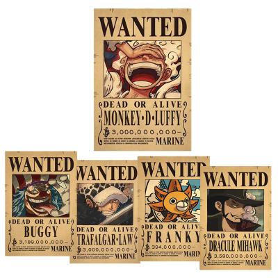 China Travel agency newcomer! One Piece Luffy 3 Billion Bounty Wanted Poster Japanese Anime Wrapping Paper Poster for sale