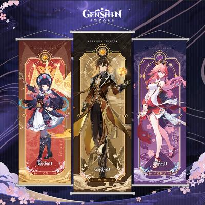 China Training And Team Building Anime 70x25cm Wall Decor Game Genshin Perform Hanging Pictures Print Poster Wall Scroll for sale