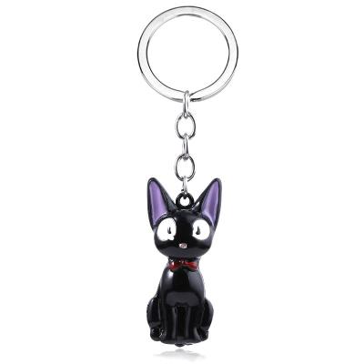 China Kiki's Delivery Service 3D Enamel Cute Black Cat Keychain Cartoon Model for sale