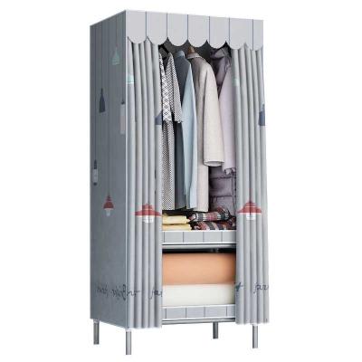 China Easy Installation Nonwovens Easy Assemble Portable Fabric Galvanized Plastic Wardrobe for sale