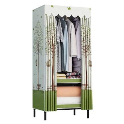 China Easy Installation Household Wardrobe Organization Plastic Cloth Wardrobe With Cover for sale