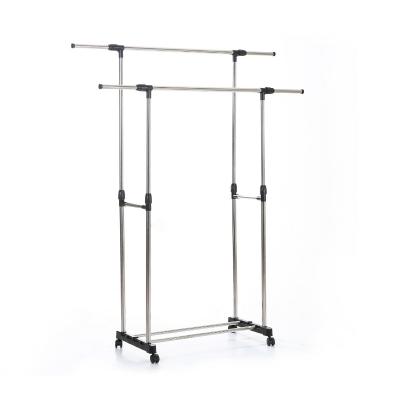 China Sustainable Clothes Hanging Racks Stainless Material Double Pole Drying Racks for sale