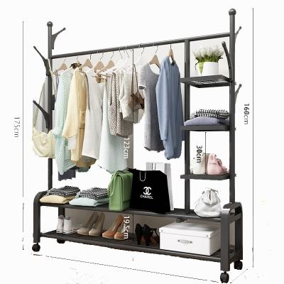 China Stored Multi Function Clothes Hat Bags And Shoes With Multi Layers Storage Rack Metal Steel Frame Clothes Hanging Rack for sale