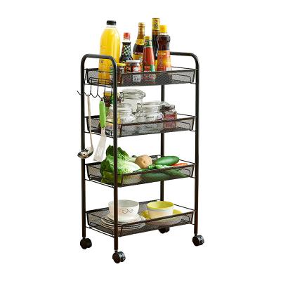 China 4 Tier Fruit Rack Cart Kitchen Spice Storage Wire Cart Viable Vegetable Shelf for sale