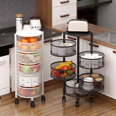 China Sustainable 5 Tier Home Movable Shelves Kitchen Trolley Cart Kitchen Vegetable Or Fruit Storage Rack for sale