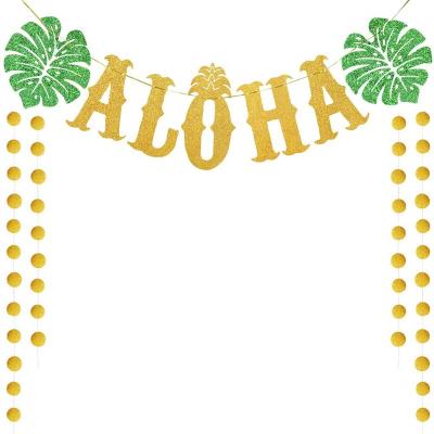 China Hawaiian Hawaiian Glitter Leaf Aloha Luau Party Supplies Pineapple Favors Aloha Party Decorations Large Gold for sale