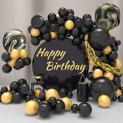 China Black and Gold Balloon Garland Kit Graduation Wedding Baby Shower Birthday Retirement Party Supplies for sale