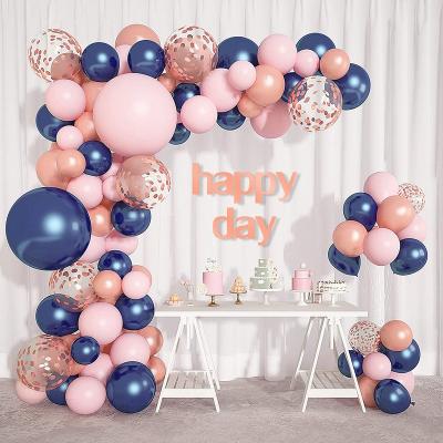 China Birthday Gender Reveal Party Supplies Rose Gold Navy Blue Balloons Garland Arch Kit for Birthday Baby Shower Decorations for sale