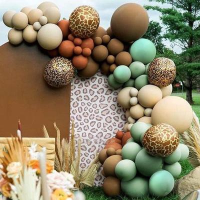 China Safari Balloon Garland Arch Kit Leopard Print Birthday Decorations Olive Brown Coffee Birthday and Gold Baby Shower for sale