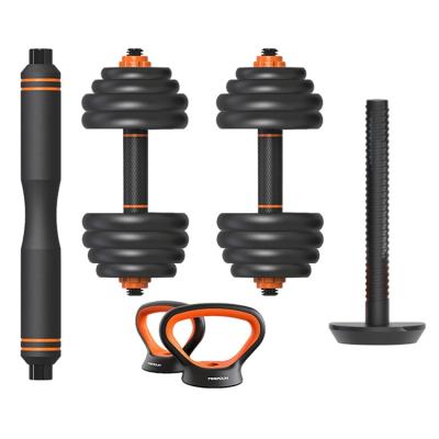 China Home Use Six In One Cement Round Adjustable Dumbell And Barbell Kettlebell 40 Kg Adjustable Dumbbell 40kg Set for sale