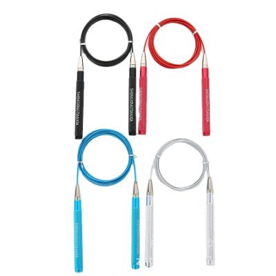 China Aluminum + Steel Wire + Custom Aluminum Black PVC Self Locking Speed ​​Adjustable Jump Rope Jumping Fitness with Ball Bearings for sale