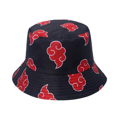 China Japan And Naruto Akatsuki Korean Symbol Pattern Anime Style Cloud Sign Red Bucket Hat for sale