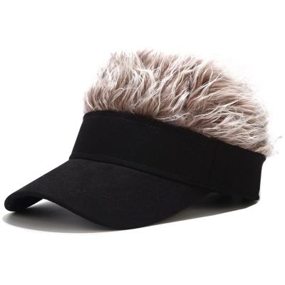 China Multi-Panel Hat Novelty Hair Top Wig Sun Hat Hair Visor, Baseball Cap With Spiky Hair for sale