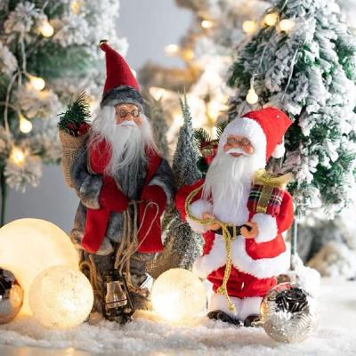 China Gift & Decoration Faux Fur Figurine Stance Plaid Santa for sale