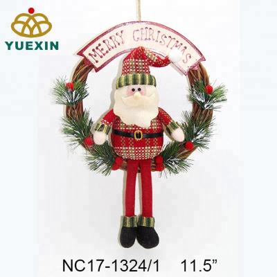 China Gift & Outdoor Decoration Eco-friendly Christmas Wreath Decoration With Santa Claus for sale