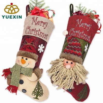 China Gift 18 Inch Large 3D Christmas Decoration Plush Model Stockings for sale