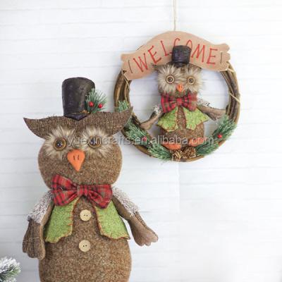 China Gift & Real Decoration Hot Sale Christmas Rattan Owl Garland for sale