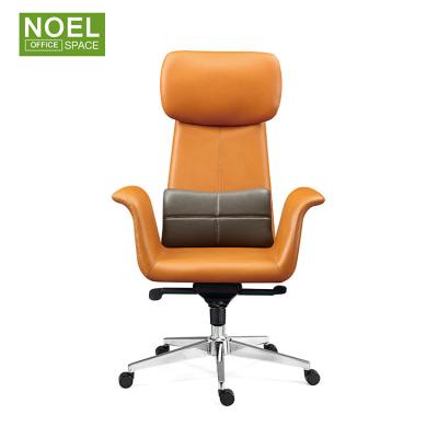 China Foshan Adjustable Modern Luxury Executive Chair Specifications Foshan Sled Base Office Leather High Back Chair (Height) for sale