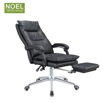 China Foshan Adjustable Modern Luxury Executive Chair Specifications Foshan Sled Base Office Leather High Back Chair (Height) for sale