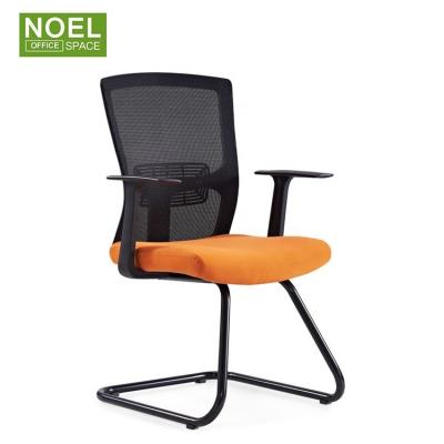 China Cooling Ergonomic Metal Legs Mid Back Visitor Office Chairs With Fixed PP Armrest Mesh Chairs for sale