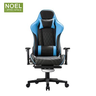 China Swivel leather office chair (height adjustable), lumbar support and headrest, racing style high-back gaming chair for sale