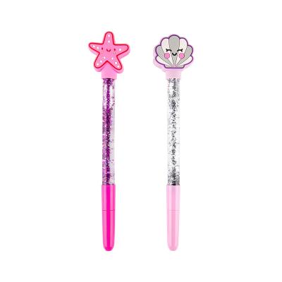 China Promotional Cute Student Colorful Crystal Quicksand Gift Pen Promotion Modeling Starfish Liquid Pen Fairy Pen DIY for sale