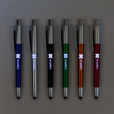 China Light Pen Custom Logo Ballpoint Pen Luminous Plastic Pen Wholesale Advertising Led School Ball Pen for sale