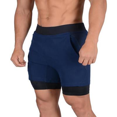 China Custom Men's Fitness Gym Shorts Anti-Wrinkle Sports Workout Slim Wear Men's Running Sweat With Compression Liner for sale