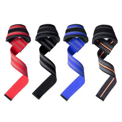 China Non Slip Adjustable Gym Lifting Wraps Polyester Wrist Straps Custom Weightlifting for sale