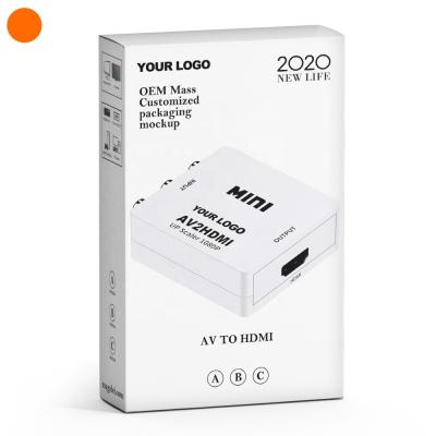 China Factory selling AV2HDMI to HDMI white box Hdmi converter adapter 66x55x20mm AV standard RCA adapter to retro for sale