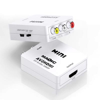 China Hot Selling White Color Mini RCA To HDMI Converter 1080P AV To HDMI Video Audio Adapter Magelei028 for sale