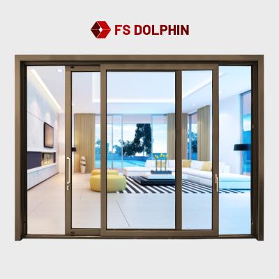 China Patio Sliding Glass Door Waterproof Interior Sliding Aluminum Doors Light Safe Interior Silent Sliding Door for Hotel Apartment for sale