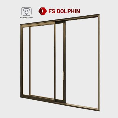 China Waterproof Modern Double Glazed Door Sliding Triple Glass Sliding Glass Door Aluminum Hardware for sale