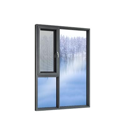 China Gray Tempered Clear Glass Aluminum Folding Powder Coated Casement Window Customized Screen Windproof With Burglar Mesh Swing Window for sale