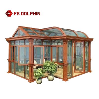 China ECO FRIENDLY Modern Balcony Outdoor Curved Aluminum Sunrooms Customized Free Standing Conservative Glass Conservatory Glass House for sale