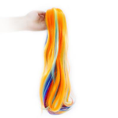 China New Arrival Charming Color Rainbow Claw Regular Curly Clip In Ponytail Synthetic Wave Hair Extensions for sale