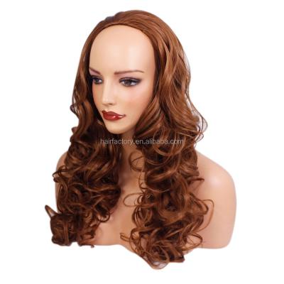 China New Arrival Silky Straight Wave Wholesale Fashion Curly Cute Color Long Synthetic Half Wig for sale