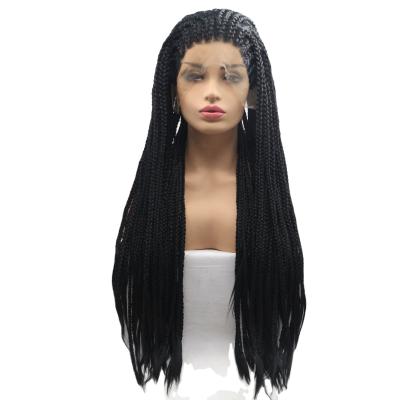 China African Braided Synthetic Hair Wigs Full Hand Full Lace Front Human Hair Wig For Black Women for sale