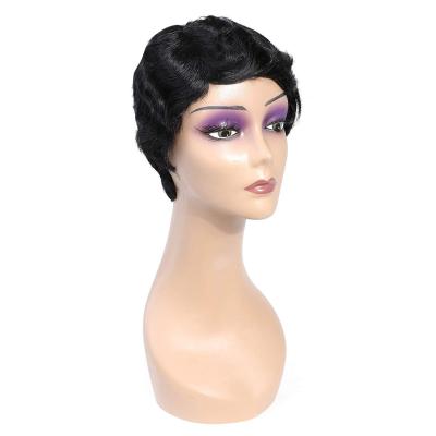 China WATER WAVE Short Finger Wave Hair Machine Made Wigs for sale