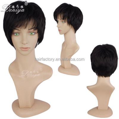 China Wholesale price 100% good quality regular wave remy hair short wig for man for sale