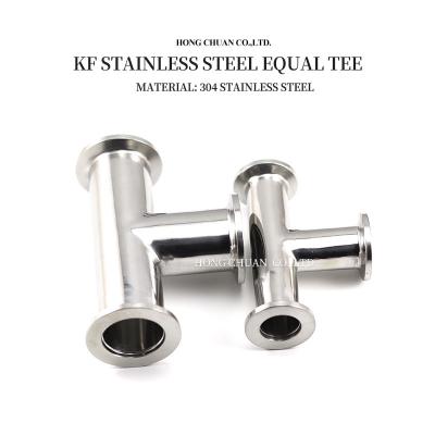 China vacuum equal tee KF 16 25 40 50 SS304 Stainless Steel KF 16 25 40 50 for sale